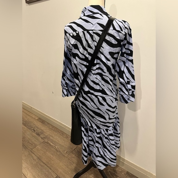 Zara zebra pattern baby  blue button front shirt dress SZ XS - Picture 8 of 8